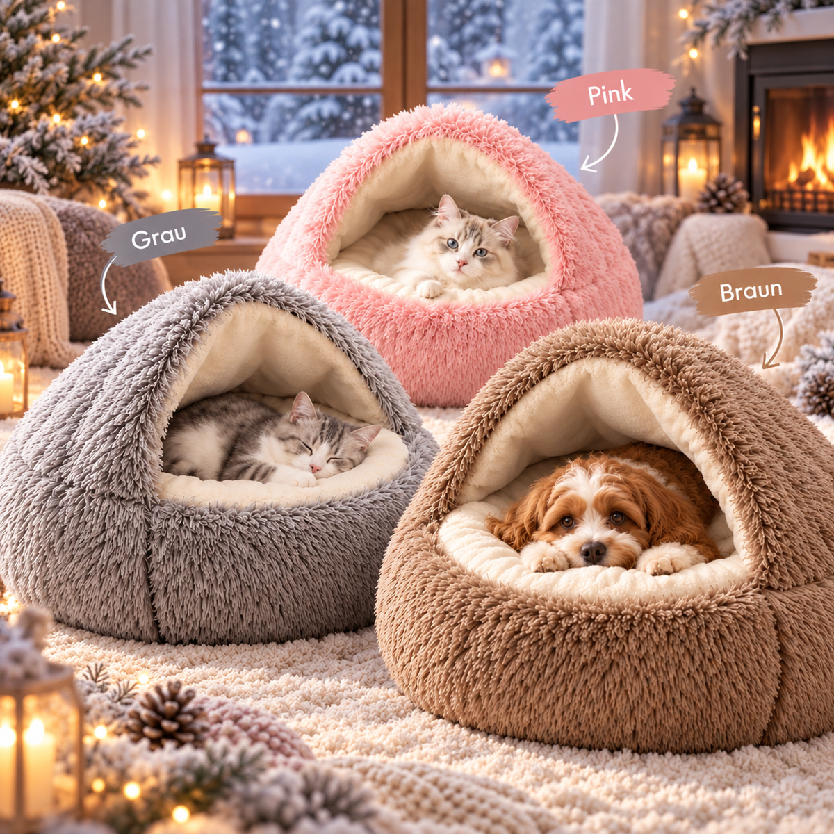 Kuschelhöhle - 2-in-1 für Hunde & Katzen