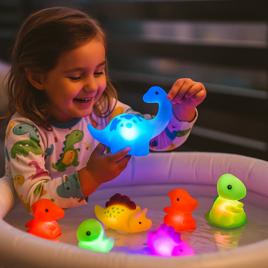 Leuchtende Bade-Dinosaurier