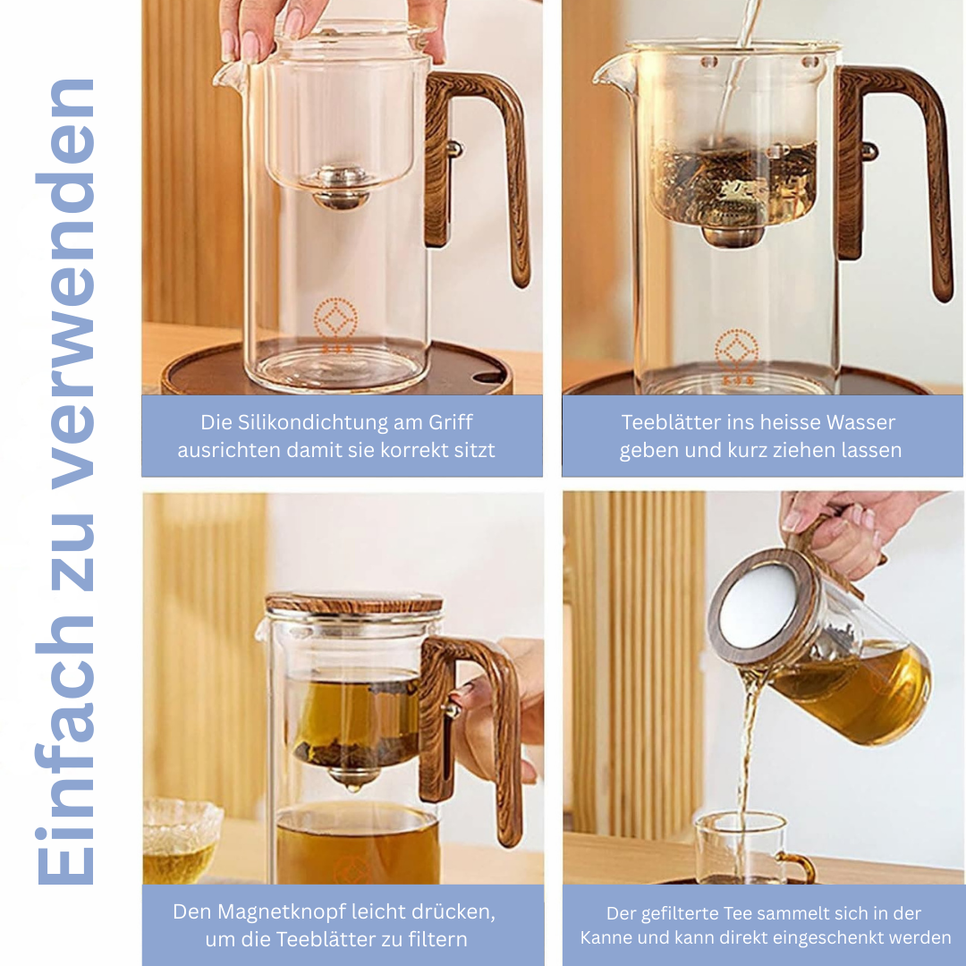 Glas-Teekanne mit Magnetfilter