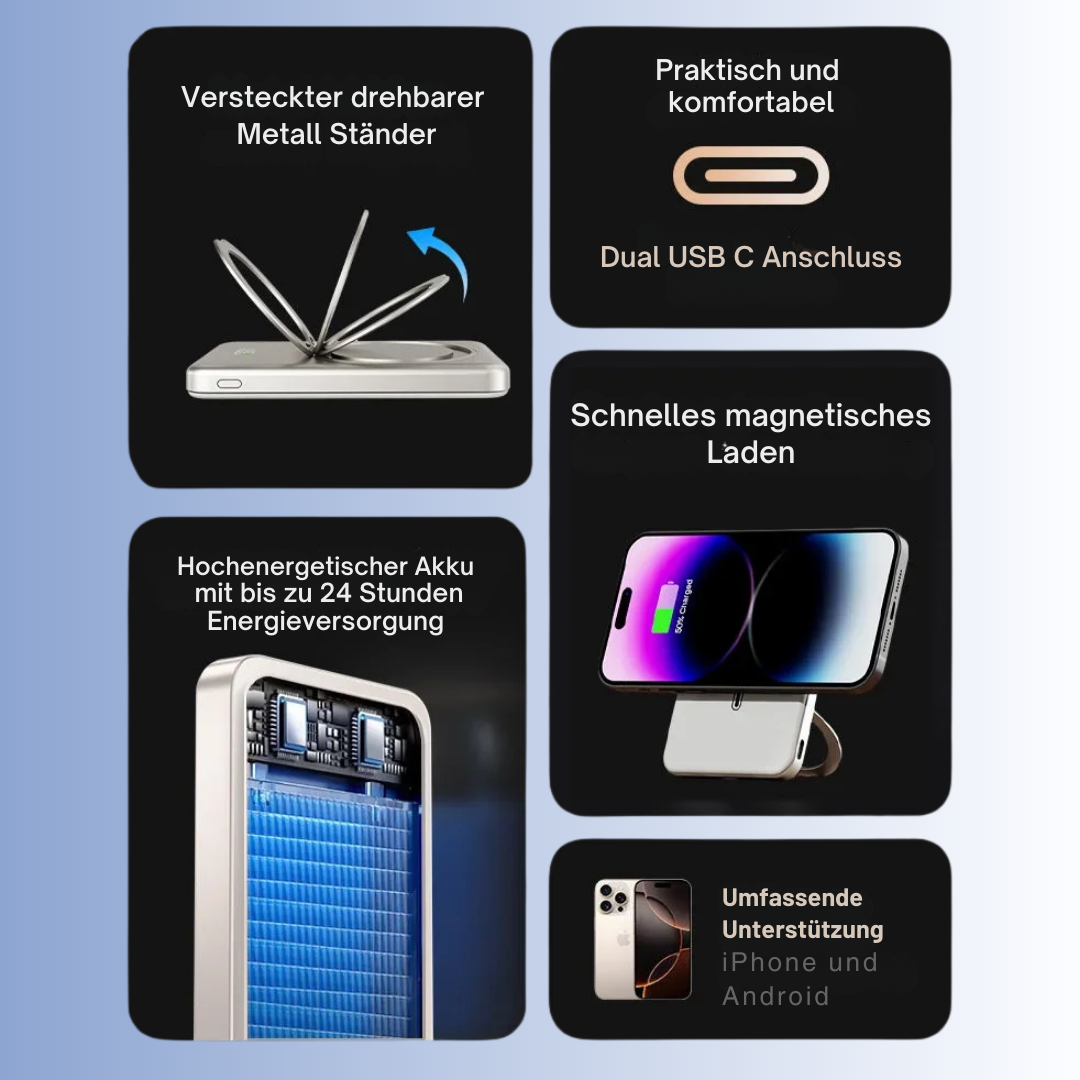 Magnetische Powerbank mit Halterung